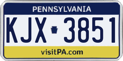 PA license plate KJX3851