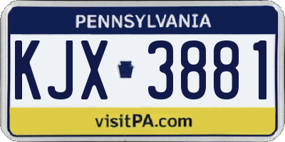 PA license plate KJX3881