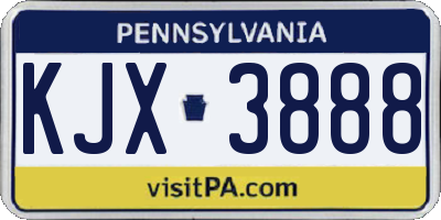 PA license plate KJX3888