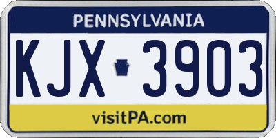 PA license plate KJX3903