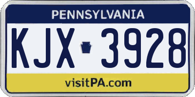 PA license plate KJX3928