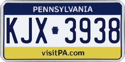 PA license plate KJX3938