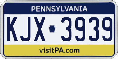 PA license plate KJX3939