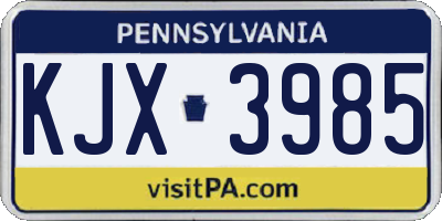 PA license plate KJX3985
