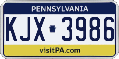 PA license plate KJX3986