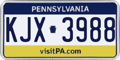PA license plate KJX3988