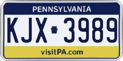 PA license plate KJX3989