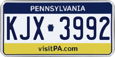 PA license plate KJX3992
