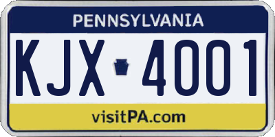 PA license plate KJX4001