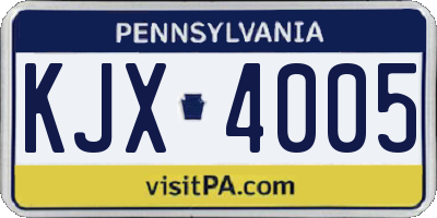 PA license plate KJX4005