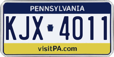 PA license plate KJX4011