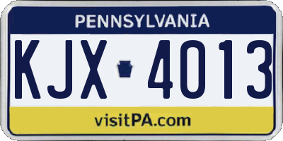 PA license plate KJX4013