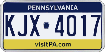 PA license plate KJX4017