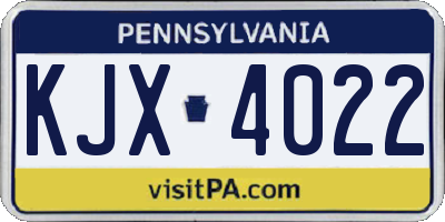 PA license plate KJX4022