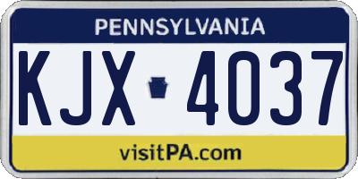 PA license plate KJX4037