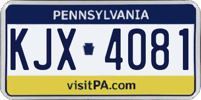 PA license plate KJX4081
