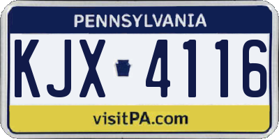 PA license plate KJX4116