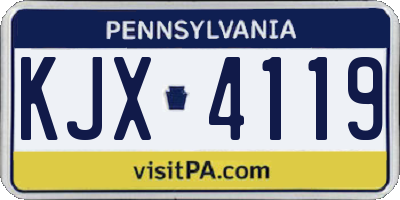 PA license plate KJX4119