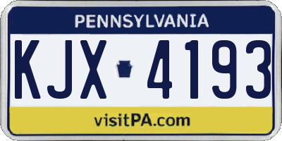 PA license plate KJX4193