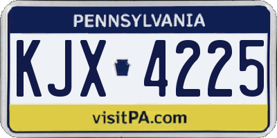 PA license plate KJX4225