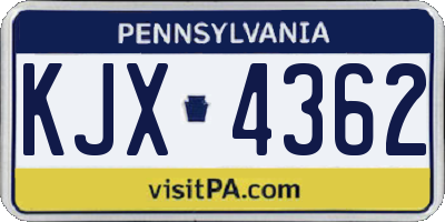 PA license plate KJX4362