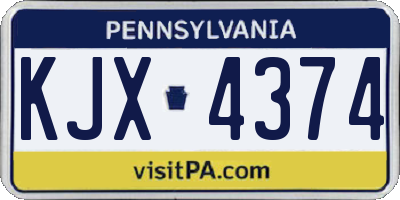 PA license plate KJX4374