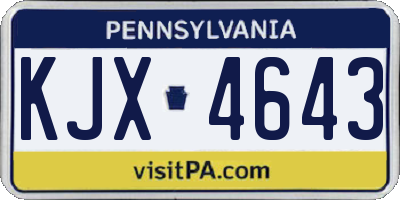 PA license plate KJX4643