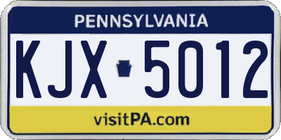 PA license plate KJX5012
