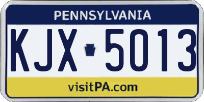 PA license plate KJX5013