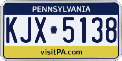 PA license plate KJX5138