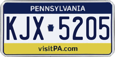 PA license plate KJX5205
