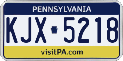 PA license plate KJX5218