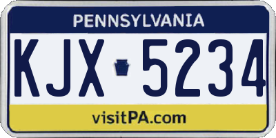 PA license plate KJX5234