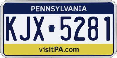 PA license plate KJX5281