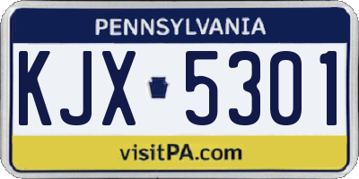 PA license plate KJX5301