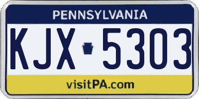 PA license plate KJX5303