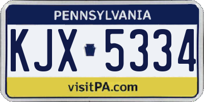 PA license plate KJX5334