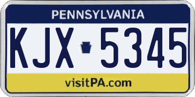 PA license plate KJX5345