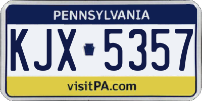 PA license plate KJX5357