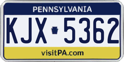 PA license plate KJX5362