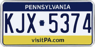 PA license plate KJX5374