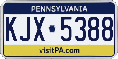 PA license plate KJX5388