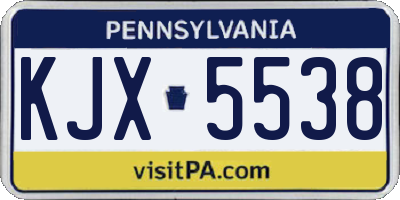 PA license plate KJX5538