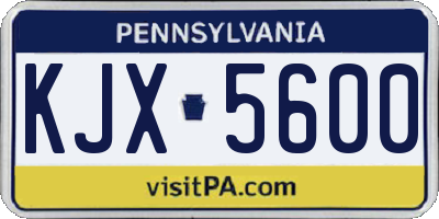 PA license plate KJX5600