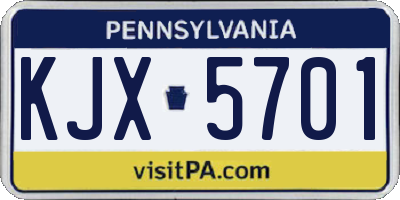 PA license plate KJX5701