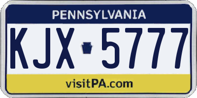 PA license plate KJX5777