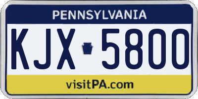 PA license plate KJX5800