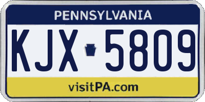 PA license plate KJX5809
