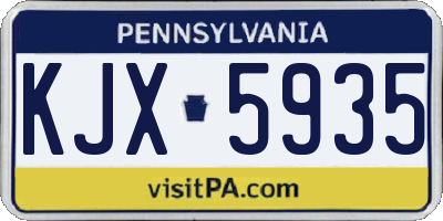 PA license plate KJX5935