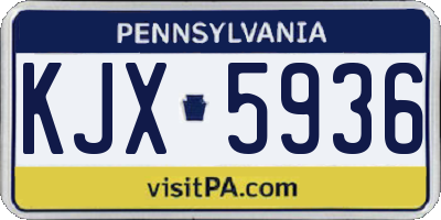 PA license plate KJX5936
